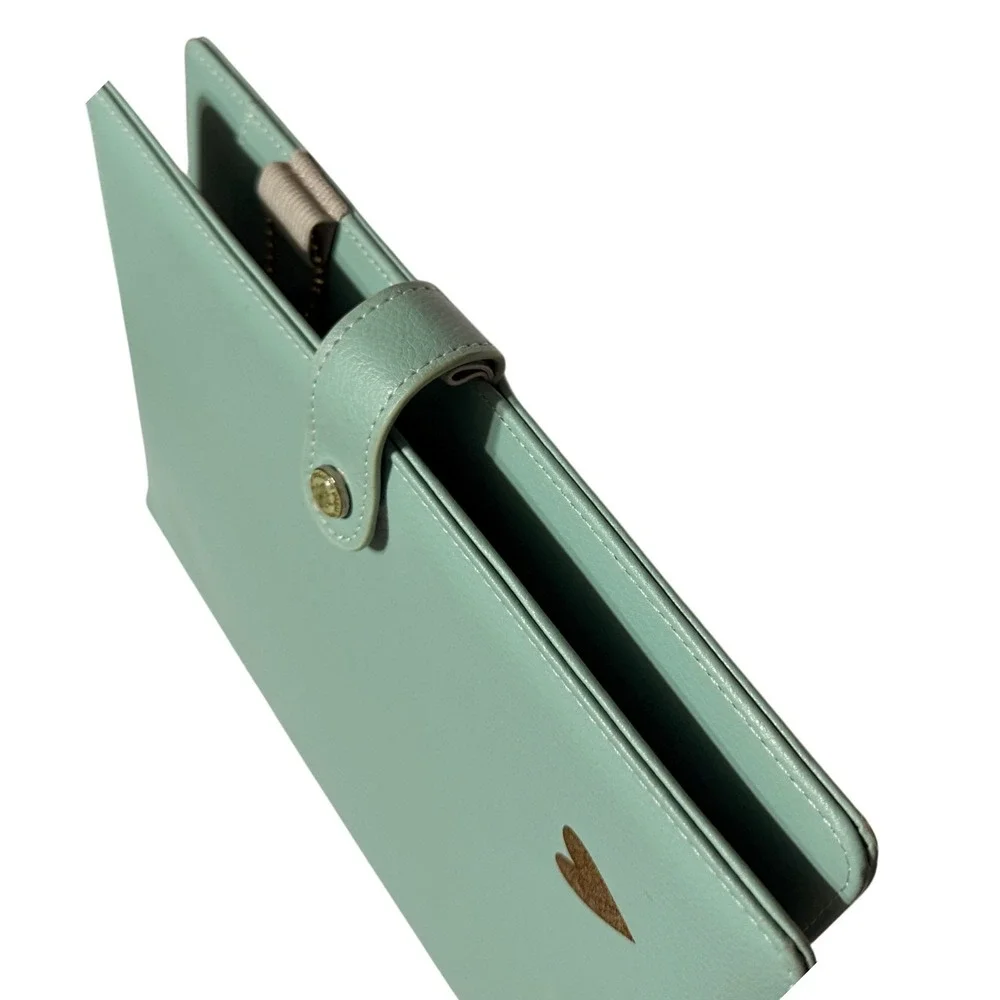 Websters Pages Color Crush Mint Green Faux Leather Planner Cover Gold Heart 10in